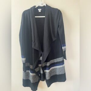 Halogen 100% cashmere cardigan‎ women S striped sweater colorblock casual black